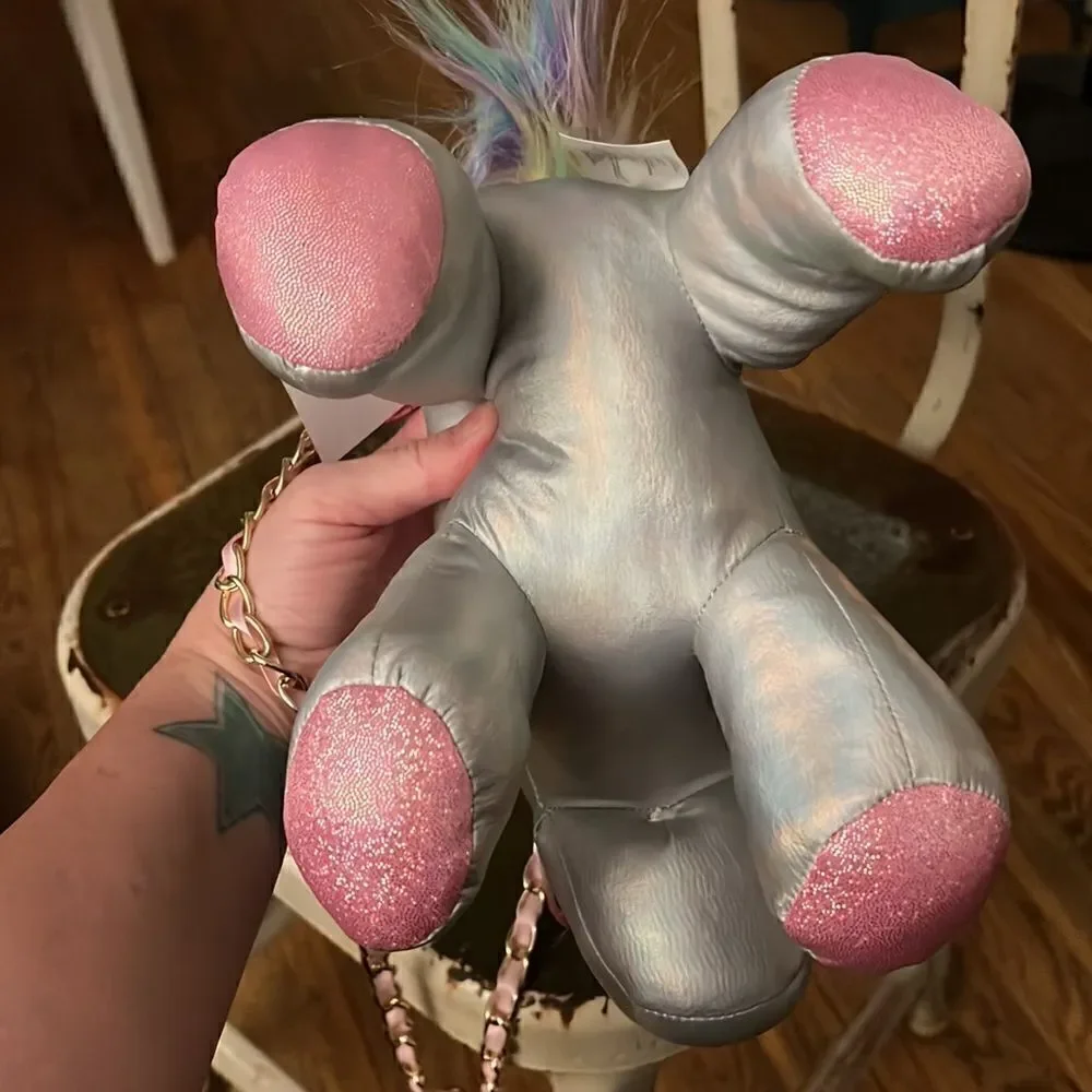 1 LEFT! Olly & Me Mermaid Silver Unicorn Plush Bag